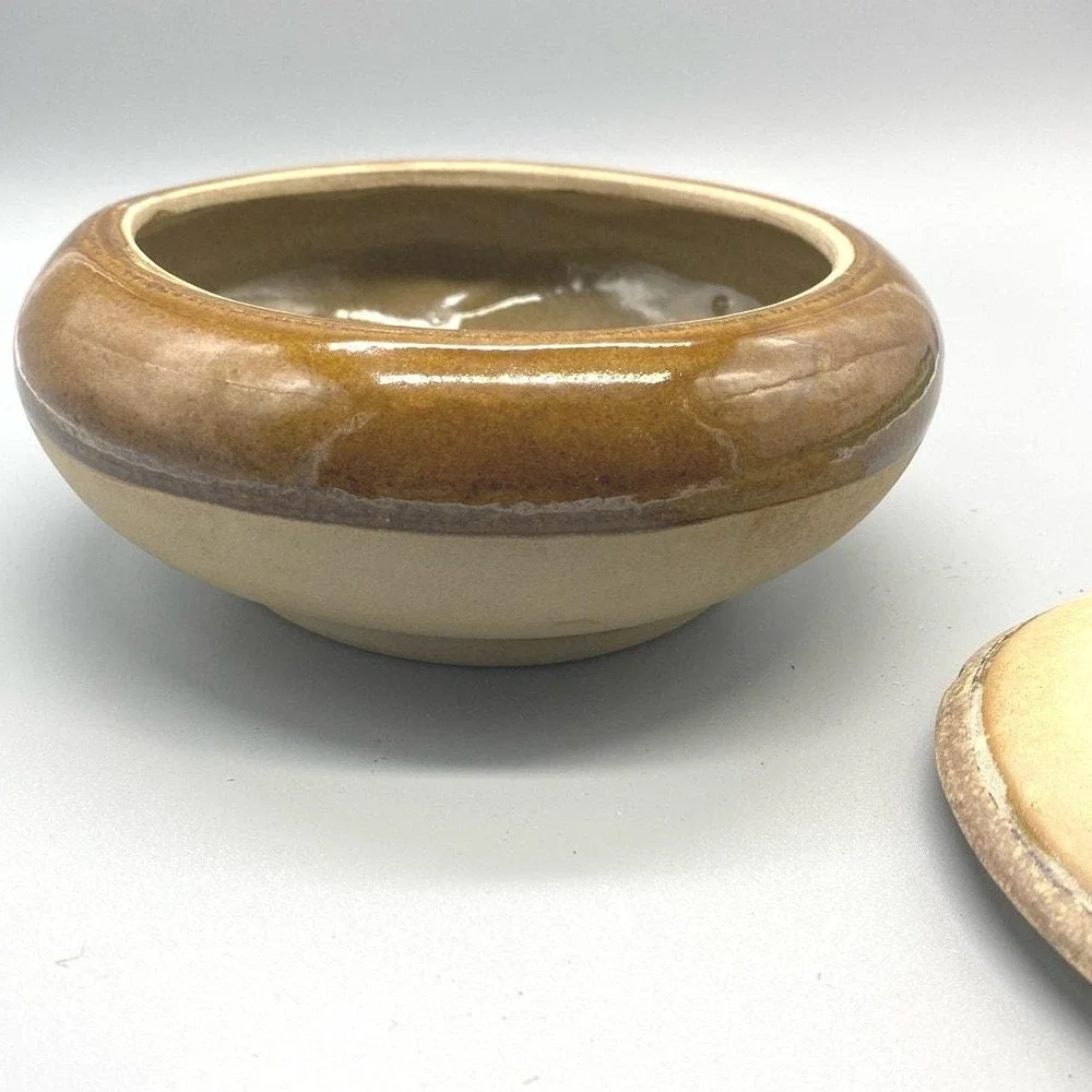 Le Cheval Studio Pottery Lidded Vessel Brown‎ Glazed Stoneware Trinket Bowl